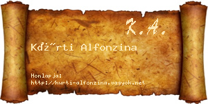 Kürti Alfonzina névjegykártya